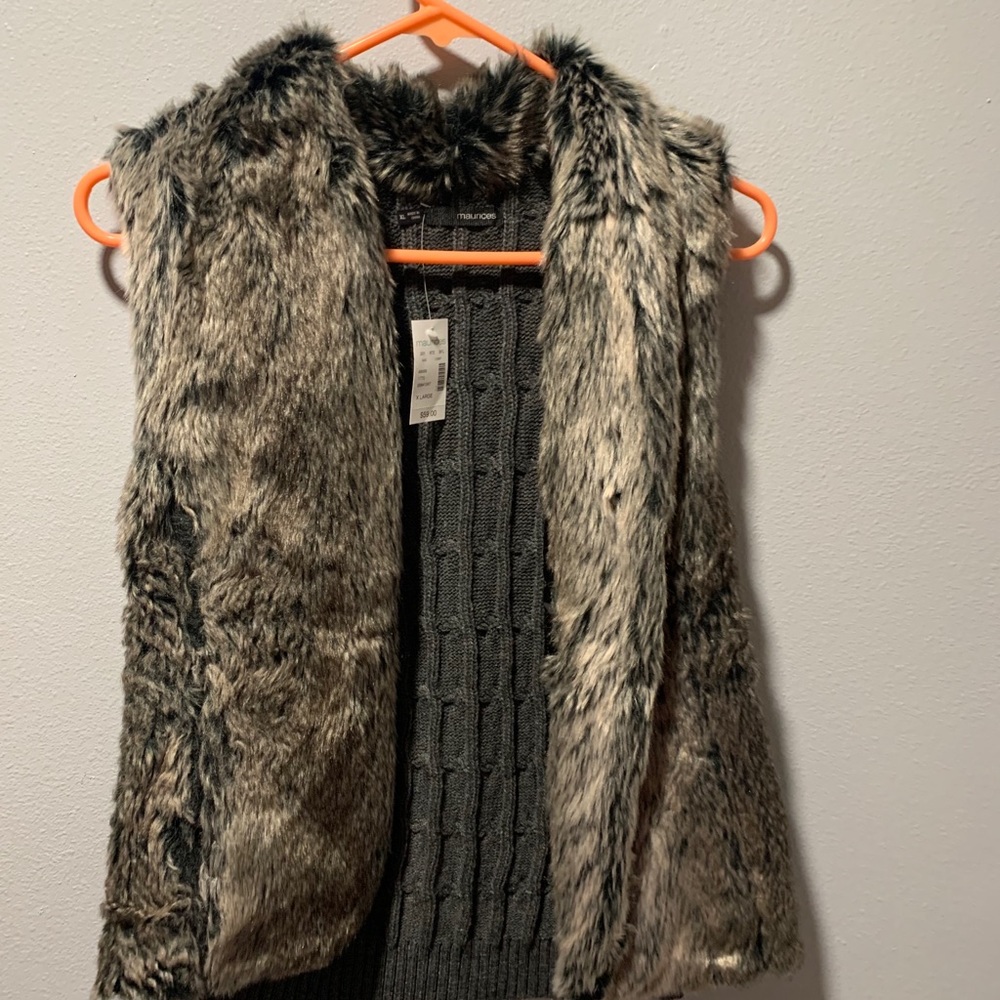 Maurices Faux Fur Sweater Vest XL
